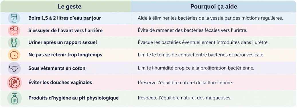 conseils préventif cystite