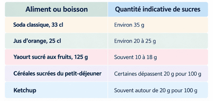 Tableau récapitulatif pour y voir plus claire sur els sucres